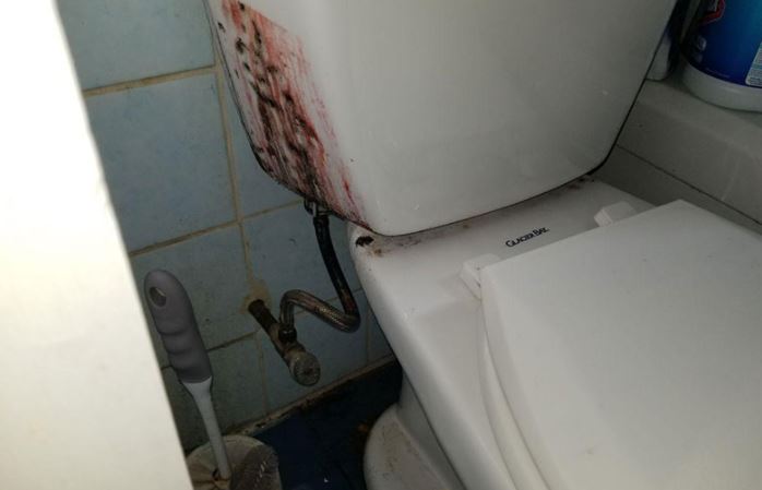 oranje schimmel op toilet